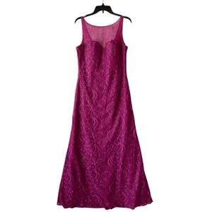 Da Vinci Lace Dress Pink Fuchsia A-Line Gown